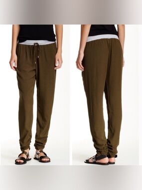 Splendid Ruched Leg Trouser Joggers Olive Green